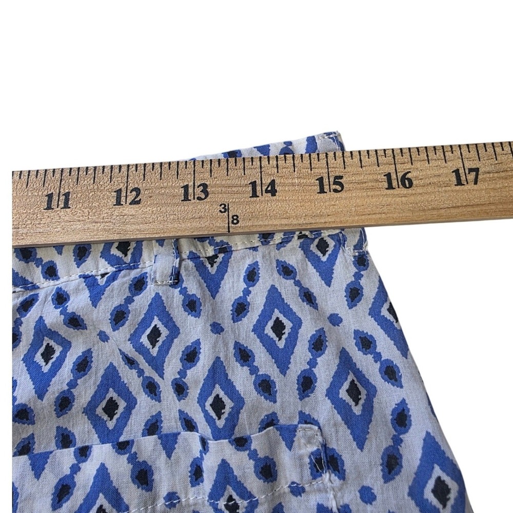 Zara Women Blue White Geometric Diamond Print Wide Leg High Rise Pants Size L - Picture 6 of 7
